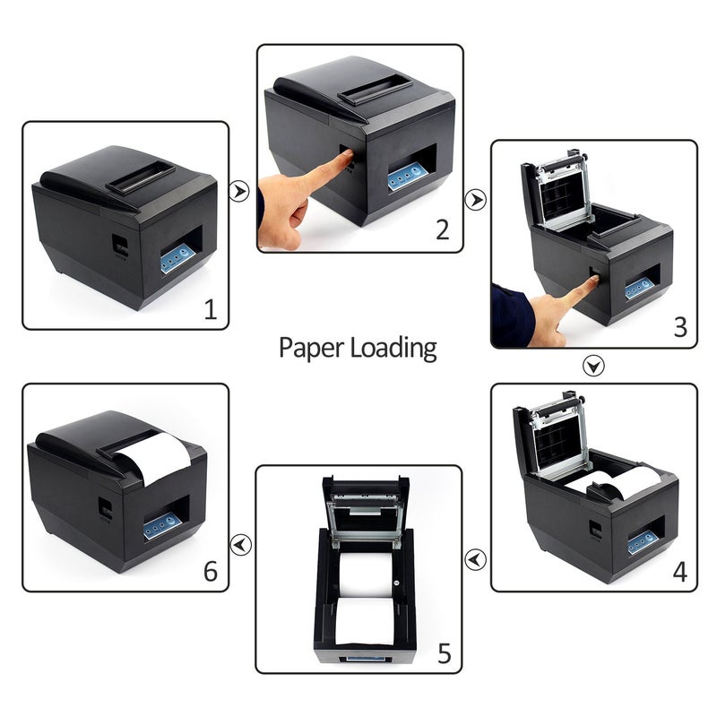 symcode POS Thermal Receipt Printer Ethernet/LAN, & Serial Port - Auto Cutter - Cash Drawer Port - Paper Width 3 1/8" (80mm) - Works on Windows XP/Vista/7/8/8.1/10 Uses - Image 4